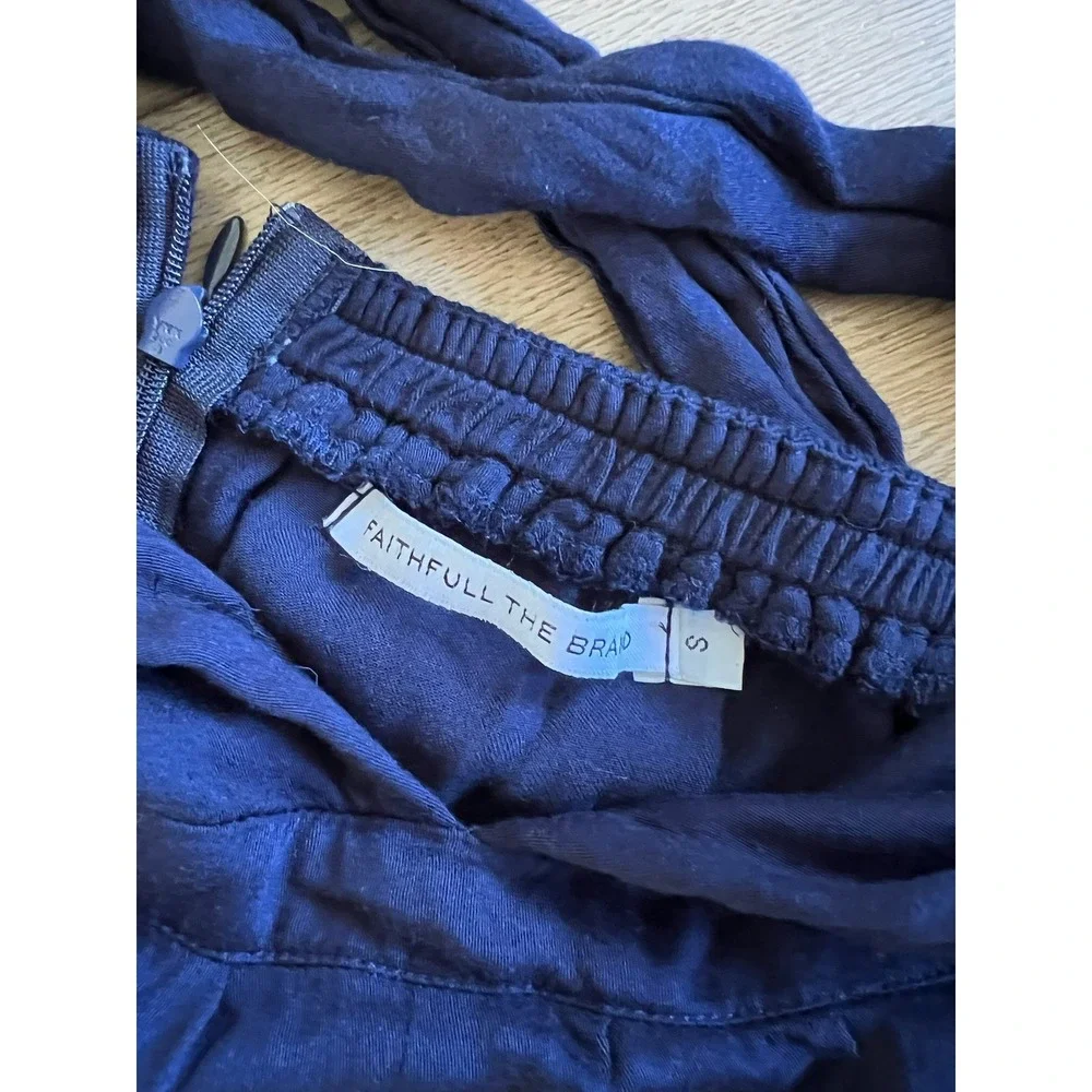 FAITHFULL THE BRAND Navy Blue Convertible Wrap Jumpsuit‎ Romper Size S